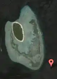 Satellite dive map marking South Point at the southern tip of Sipadan Island's reef.