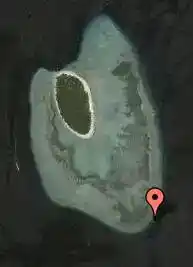 Satellite dive map marking the Staghorn Crest dive site, known for its beautiful fields of staghorn coral on the eastern side of Sipadan.