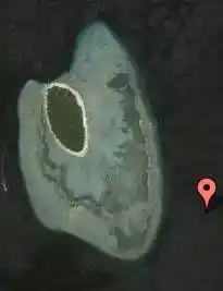 Satellite dive map showing the location of Turtle Patch on the eastern side of Sipadan, a reef top area where sea turtles are often found resting.