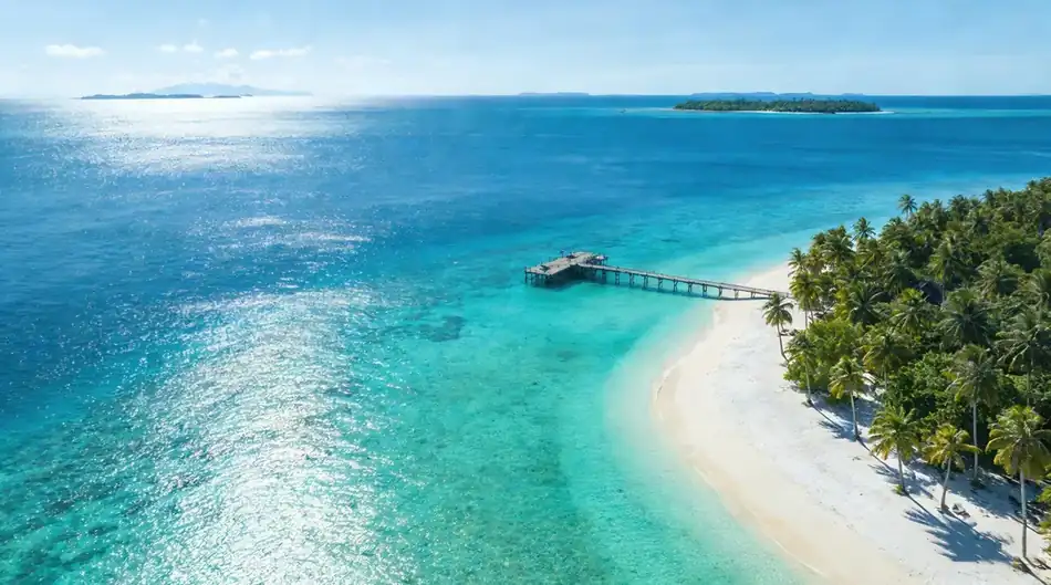Drone View Island Hopping Anyu Pool Villa Resort Aerial drone view of island hopping excursions Anyu Pool Villa Resort