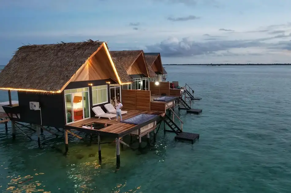 Hero Shot Danglai Resort Stunning hero shot of the overwater Danglai Resort in Semporna
