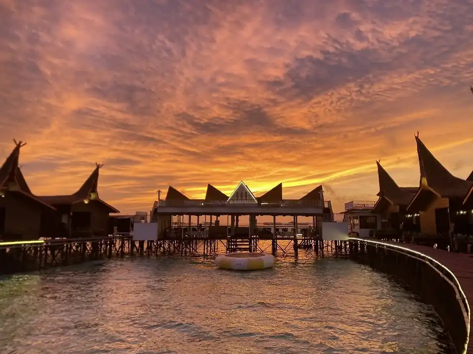 Resort Sunset View Dayang Resort Beautiful sunset colors over the water at the resort Dayang Resort