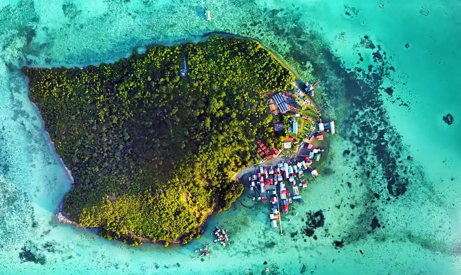 Aerial Drone View Luma Selakan Aerial drone shot of the Luma Selakan island and resort